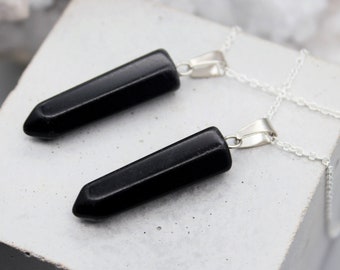 Black Indian Onyx Pendant Onyx Necklace Crystal Necklace Crystal Pendant Indian Onyx Jewellery Birthday Gift May Taurus Gemini