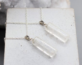 Clear Quartz Necklace Clear Quartz Pendant Crystal Necklace Crystal Pendant Quartz Stone Zodiac Birthday Gift May Taurus Gemini