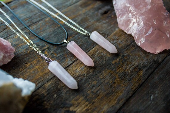 Rose Quartz Necklace Polished Jewellery Sterling Silver Natural Crystal Healing Pendant Birthday Unique Gift June Cancer July Gemini