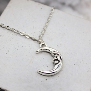 Silver Moon Pendant Half Moon Necklace Crescent Necklace Silver Moon Necklace Moon Pendant Zodiac Birthday Gift