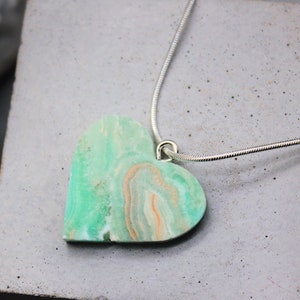 Hemimorphite Heart Pendant: Blue Crystal Necklace, Silver Plated Chain