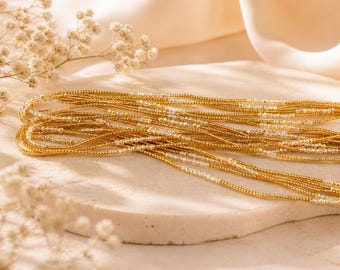 Adornos de oro / Cadena para el vientre / Joyería corporal femenina / Cuentas de cristal / Cuentas brillantes para la cintura