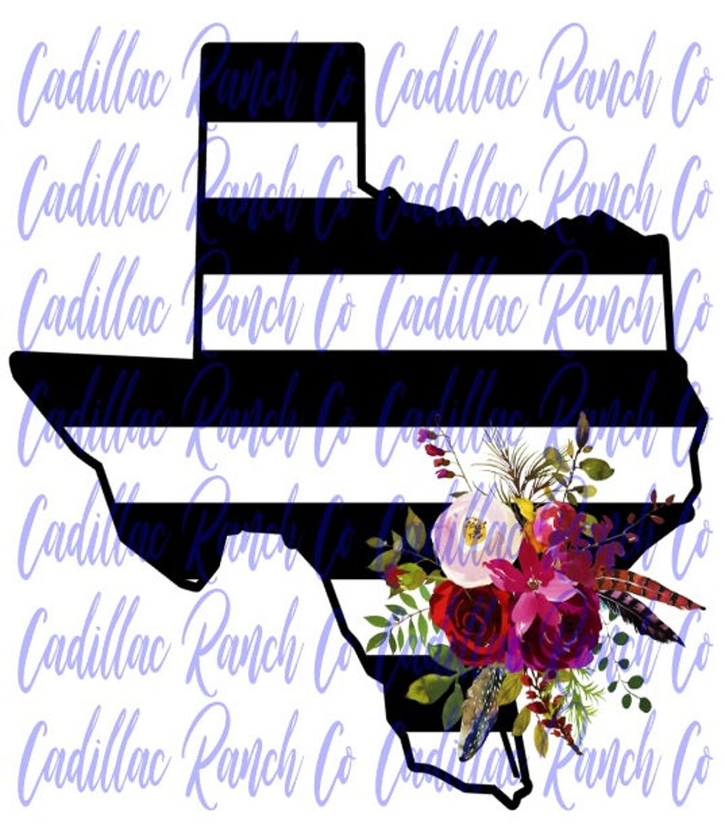 sublimation PNG digital download vector blank black and white striped Texas with flowers graphic design