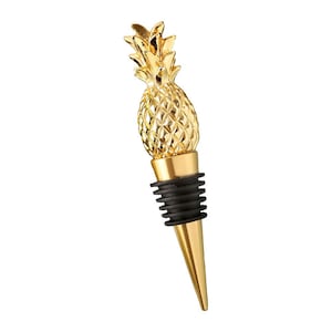 6pcs - Gold Pineapple Bottle Stopper - Warm Welcome Collection - Tropical Themed Barware - Hostess Gift, Wedding Favor, Bridal Shower Decor