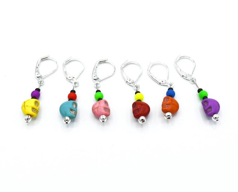 Crochet Tools Locking Marker Knitting Gift Dia de los Muertos Stitch Marker Gift for Girlfriend Skulls Crochet Progress Keepers