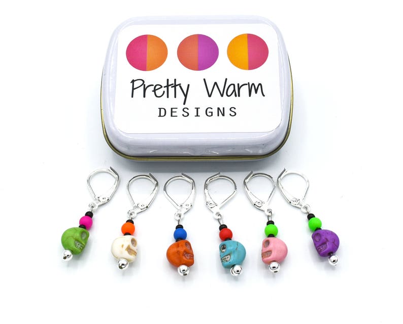 Crochet Tools Locking Marker Knitting Gift Dia de los Muertos Stitch Marker Gift for Girlfriend Skulls Crochet Progress Keepers