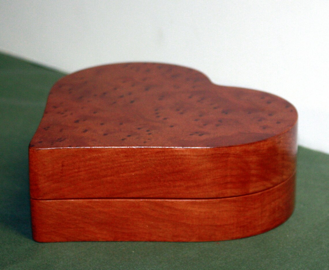 Heart Shaped Jewelry BoxCherry Hardwood with Plane Tree Burl Etsy