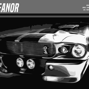 Eleanor Poster Ford Mustang Shelby GT500 Gone in 60 Seconds Custom Movies Posters Angelina Jolie, Nicolas Cage, Sports Car Posters image 1