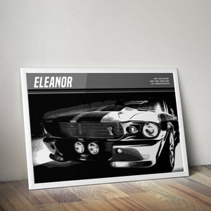 Eleanor Poster Ford Mustang Shelby GT500 Gone in 60 Seconds Custom Movies Posters Angelina Jolie, Nicolas Cage, Sports Car Posters image 2
