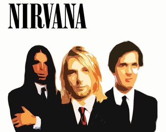 Nirvana Poster - Rock Band Poster - Rock Music Gift - Kurt Cobain, Dave Grohl, Krist Novoselic, Pat Smear