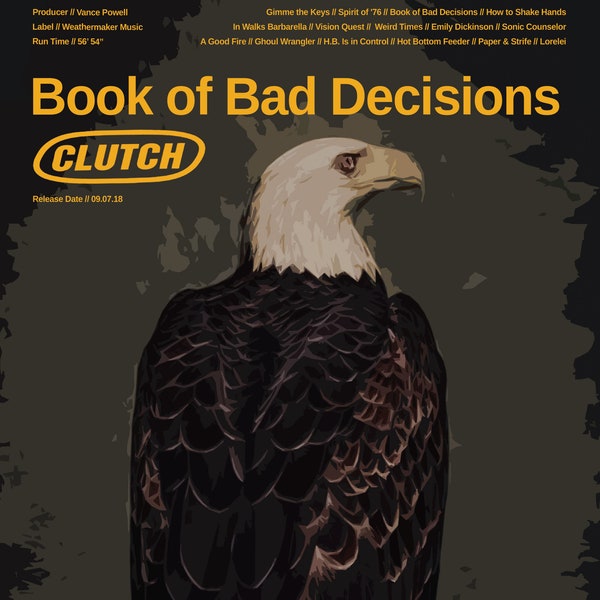 Clutch - Book of Bad Decisions - Hard Rock Band Poster - Alternative Rock - Tim Sult, Dan Maines, Jean-Paul Gaster, and Neil Fallon