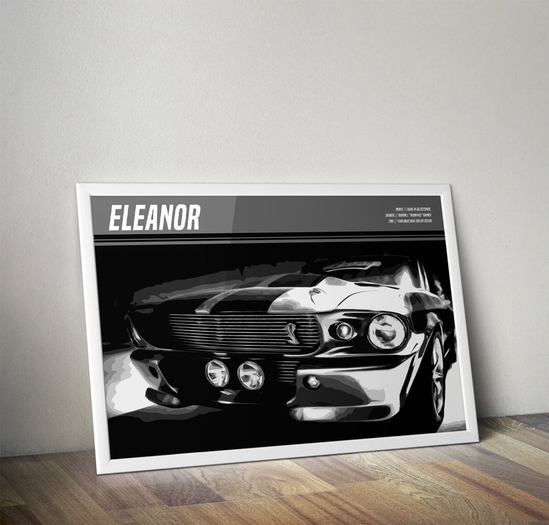 Eleanor Poster Ford Mustang Shelby GT500 Gone in 60 Seconds Custom Movies Posters Angelina Jolie, Nicolas Cage, Sports Car Posters image 2