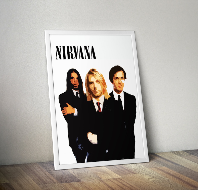 Nirvana Poster Rock Band Poster Rock Music Gift Kurt Cobain, Dave Grohl, Krist Novoselic, Pat Smear image 2