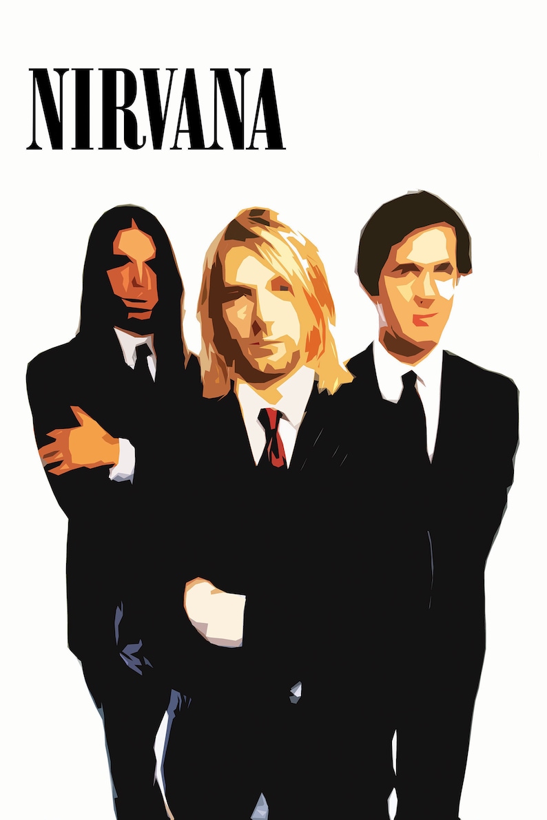 Nirvana Poster Rock Band Poster Rock Music Gift Kurt Cobain, Dave Grohl, Krist Novoselic, Pat Smear image 1