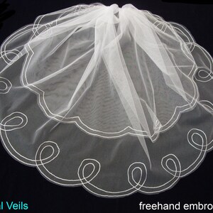 Wedding Veil - Mid Century Design - Cornely freehand embroidered