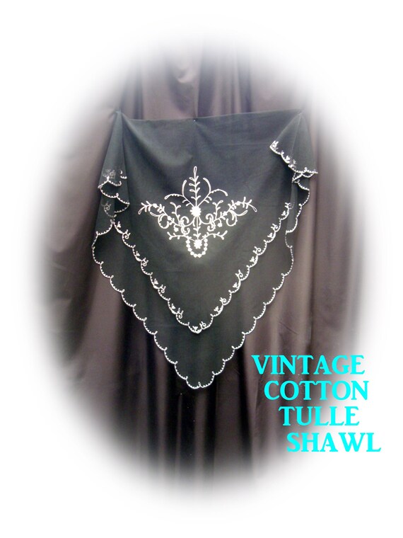 Vintage cotton bobbinet tulle - Cornely freehand e