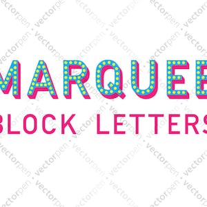 Marquee Block Letters Font-style Clip Art for Scrapbooking, Cricut, and Vinly Projects. Digital Download