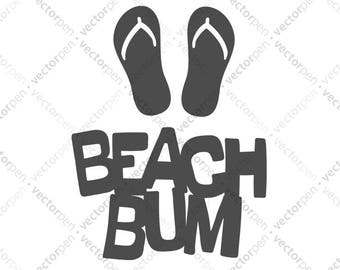 Strand citaat SVG. "Beach Bum" zeggen cut bestand. Kunst voor scrapbooking, silhouet, en knipsels. Digitale download