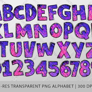 Paint Splatter Letters | Colorful Transparent PNG Alphabet | Hi-Res Transparent PNG Letters and Numbers| Sublimation | Digital Download