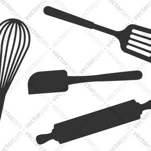 Kitchen Utensils SVG. Spatula, Whisk, Rolling Pin Art for Scrapbooking, Cricut, and Vinly Projects. Digital Download