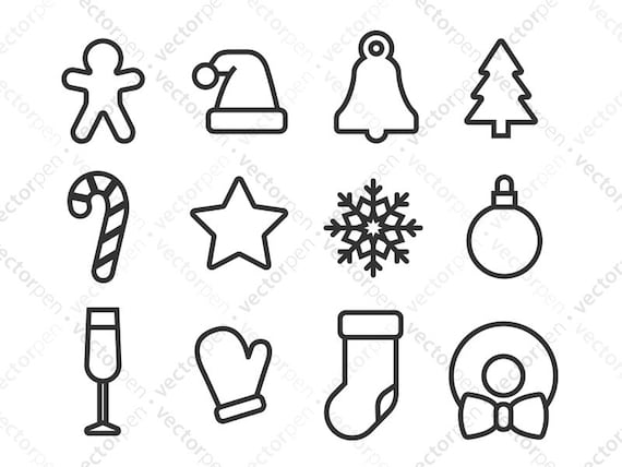 Download Chrismas And Winter Svg Icon Pack 2 Line Art Holiday Clip Etsy