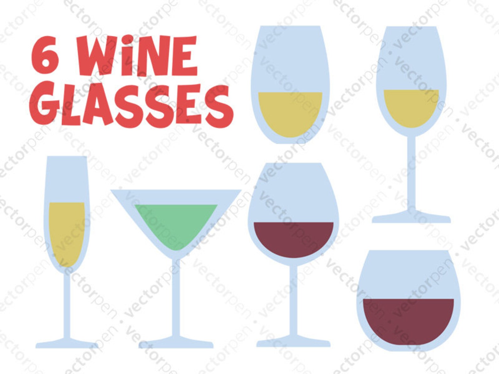 6 Wine Glass Clip Art Icon Collection. Scrap Book SVG Includes Etsy