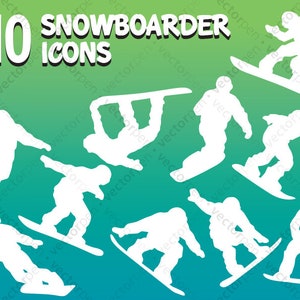 Snowboarder Icon Set SVG. 10 Snowboard-Symbole für Scrapbooking, Cricut und Vinly Projects. Digitaler Download