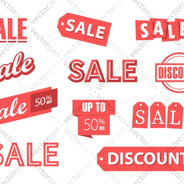 Sale and Discount icons SVG | Small Business Clip Art for Promotions and Design | Digital Download