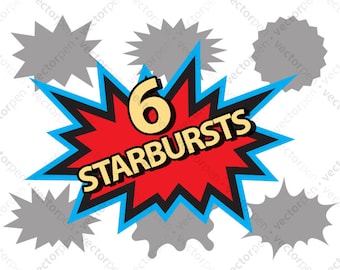 6 einzigartige Starburst SVG-Dateien. Scrapbooking und Cricut Clip Art. Digitaler Download