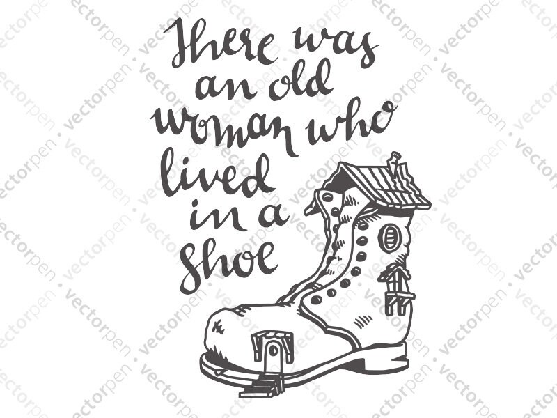 Download Old Woman In A Show Nursery Rhyme Svg Kids Room Art Or Etsy