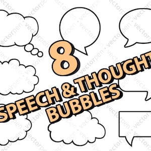 8 Speech & Thought Bubbles File SVG. Scrapbooking e ClipArt Cricut. Scarica digitalmente