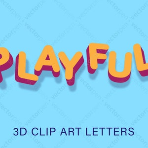 3D Speelse Letters Font-style Illustraties voor Scrapbooking, Cricut en Vinly Projects. Digitaal downloaden