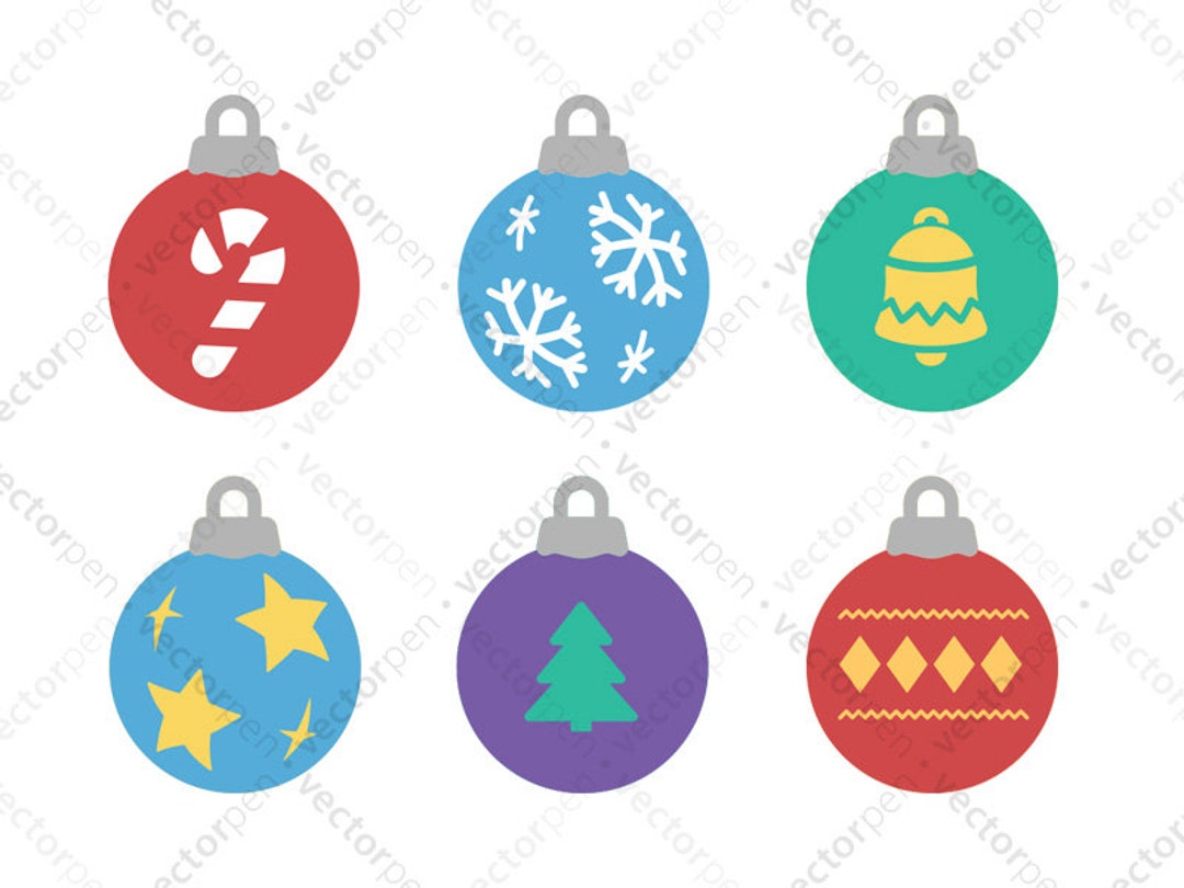 6 Christmas Ornament SVG Icons Designs. Scrapbooking Clip Art for Use