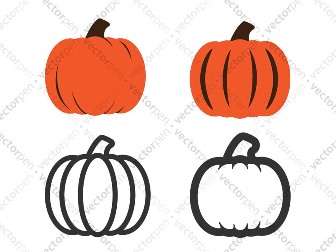 4 Pumpkin SVG Designs. Autumn Clip Art Icons for Use in Cricut and ...