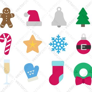 Paquete de iconos SVG de colores de Navidad e invierno 2. Imágenes prediseñadas navideñas para Scrapbooking, Cricut y Silhouette. Descarga digital