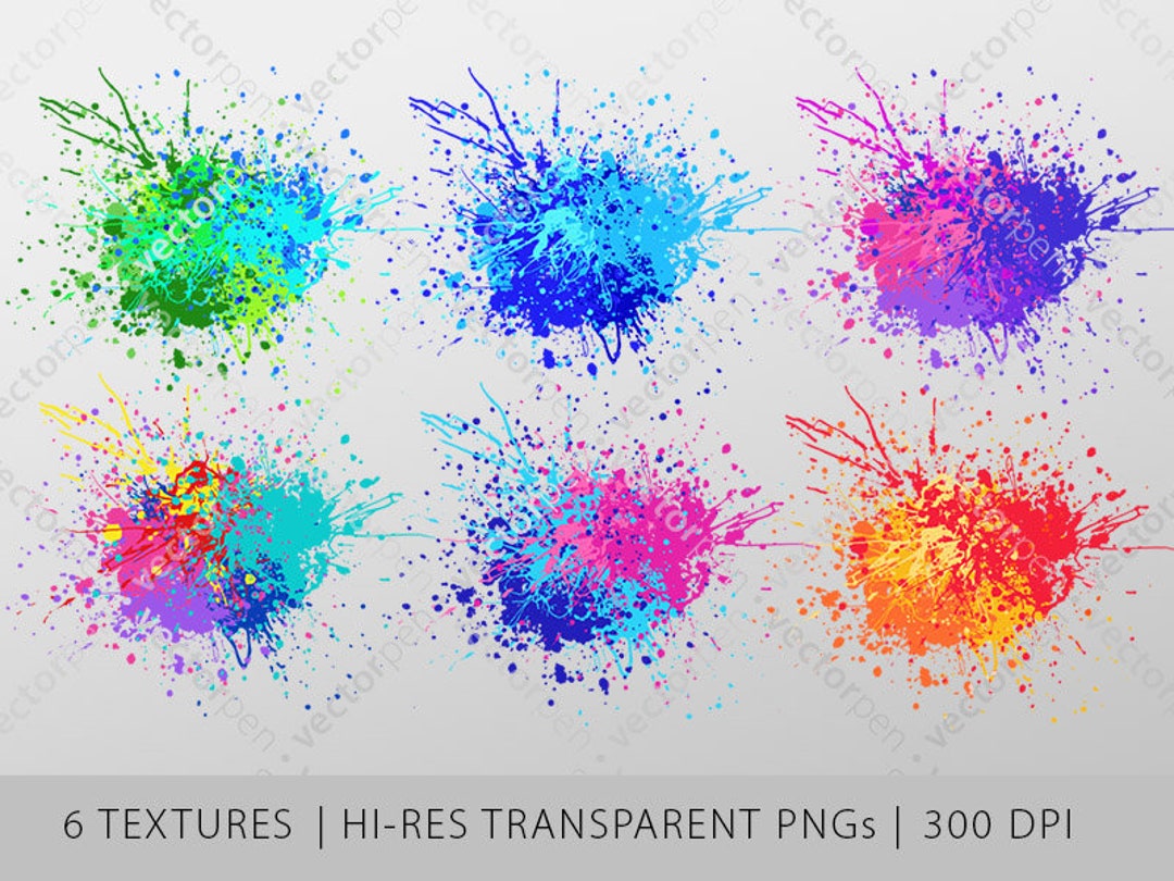Colorful Transparent Paint Splatter PNG Texture Pack | Sublimation or
