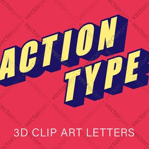 3D Action Type Font-style Clip Art | Comic Book Style Letters for ...