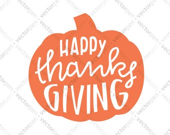 Happy Thanksgiving Pumpkin SVG Design. Autumn Clip Art and cut files for Scrapbooking, Cricut, and Vinly Projects. Digital Download