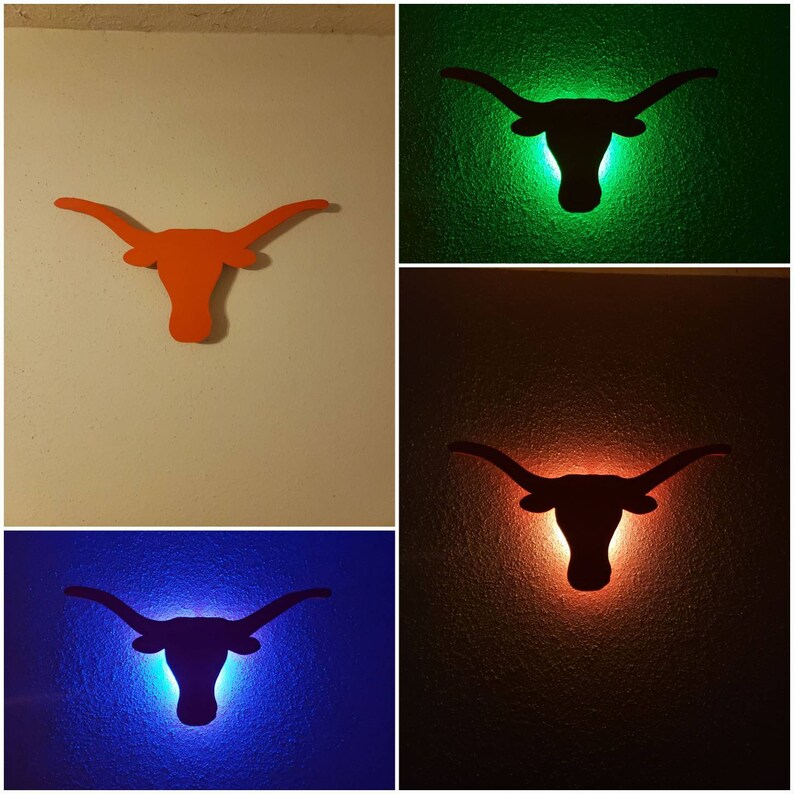 Texas Longhorns Wooden LED Lit Sign With Remote Control Etsy