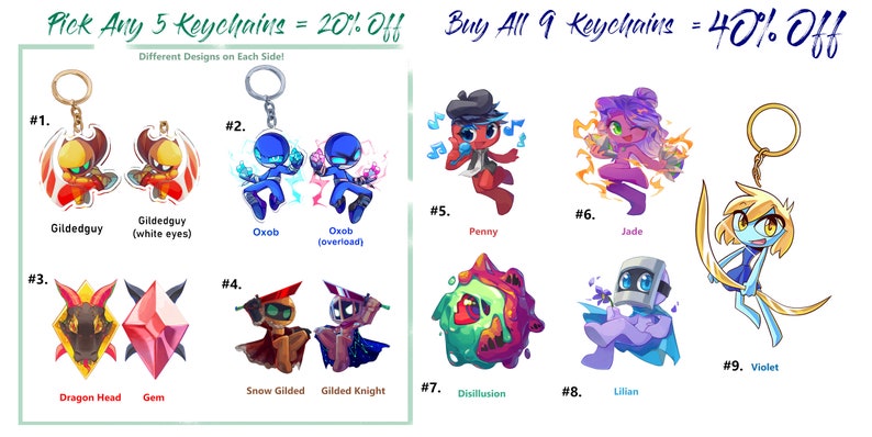 Gildedguy Keychains All Characters Oxob, Jade, Penny, Lilian, more image 4