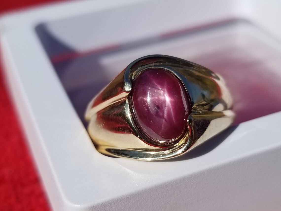Star Ruby Ring 14k Yellow Gold | Etsy