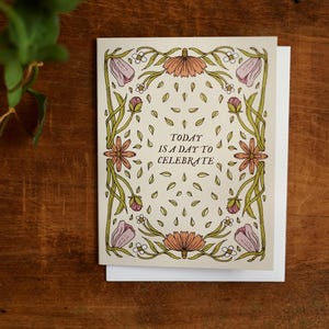 Festtagskarte – Handillustriertes Blumenmuster – Taufe – Hochzeitstag – Hochzeitstag – neues Baby – A2 blanko – Naturinspiriertes Briefpapier