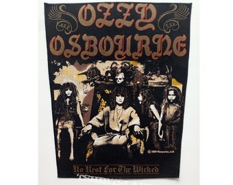 OZZY  backpatch:  ,No Rest for the Wicked' printed  back patch,  officially licensed 1989