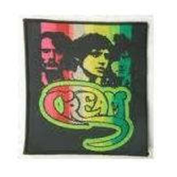 CREAM patch:  band members sew on woven patch .   Eric Clapton,  Ginger Baker, Jack Bruce