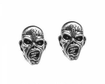 IRON MAIDEN earrings &#39;Eddie Head&#39;  stud set.  Official item.