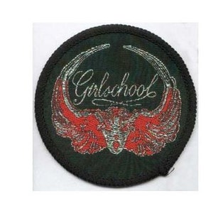 Girlschool Vintage Woven Patch,  glitter thread throughout.  Very rare 80's patch