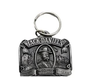 Jack Daniels Distillery key ring. Genuine goods. Old Time Tennessee Whiskey  Hand Made Bergamot Inc  vintage metal keyring. Made in the USA