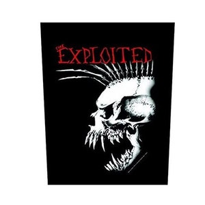 THE EXPLOITED printed backpatch,  punk  , Red lettering.   Printed punk backpatch Made in England
