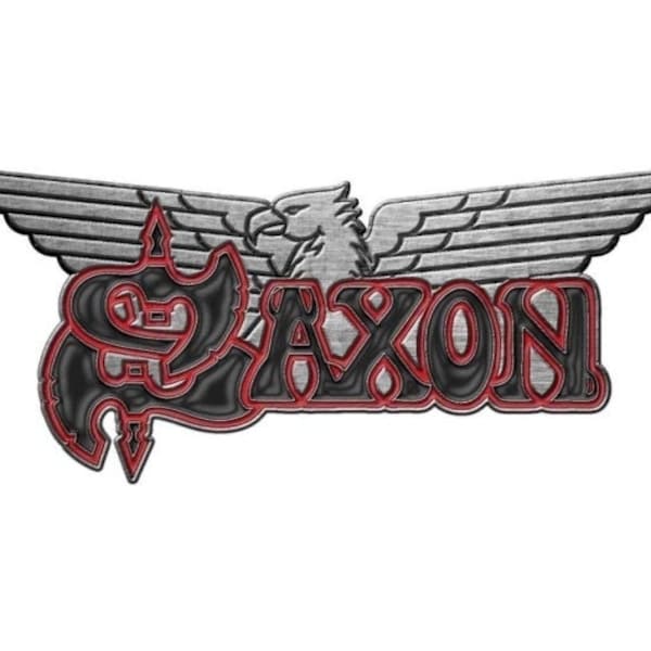 Saxon pin/ badge:  Official   Logo and Wings  design  enamel pin.