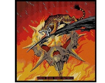 Patch di Tygers of Pan Tang: 'Agguato' tessuto cucire su patch.  Copertina dell'album di Rodney Matthews